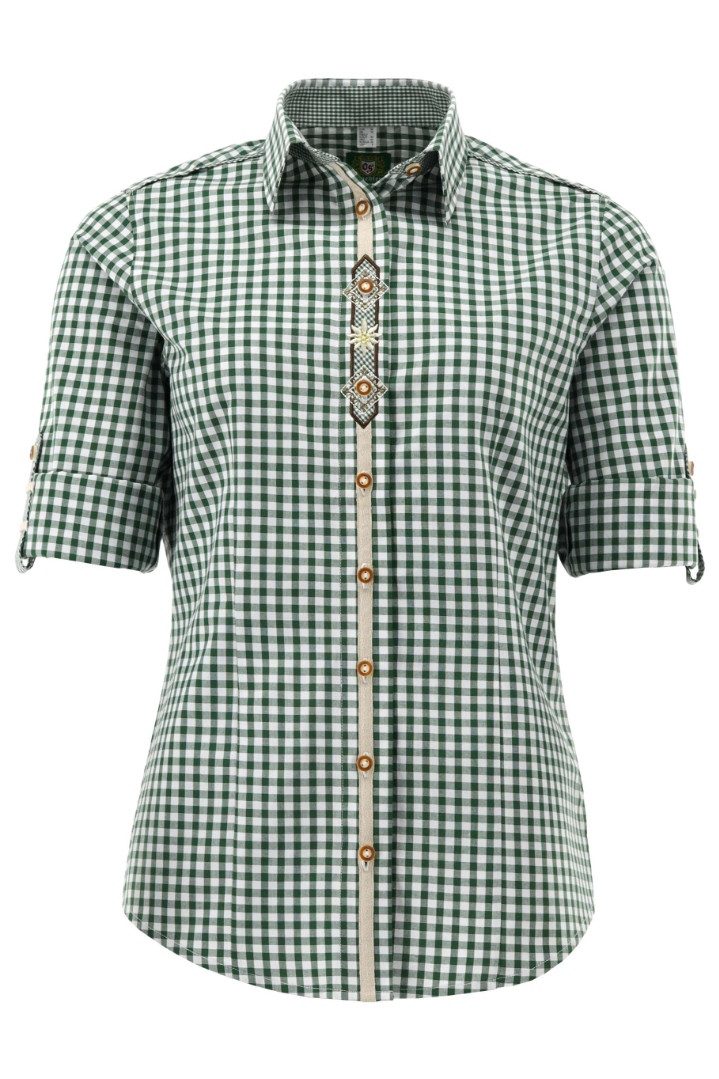 Orbis Textil GmbH & Co. KG Trachtenbluse Trachtenbluse - DEBORAH - mittelblau, mittelrot, grün