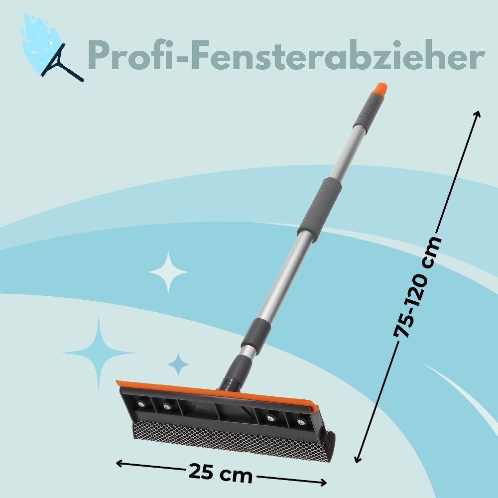GarPet Duschabzieher Fensterwischer mit Teleskopstiel Fenster Putzer Abzieher Profi Wischer