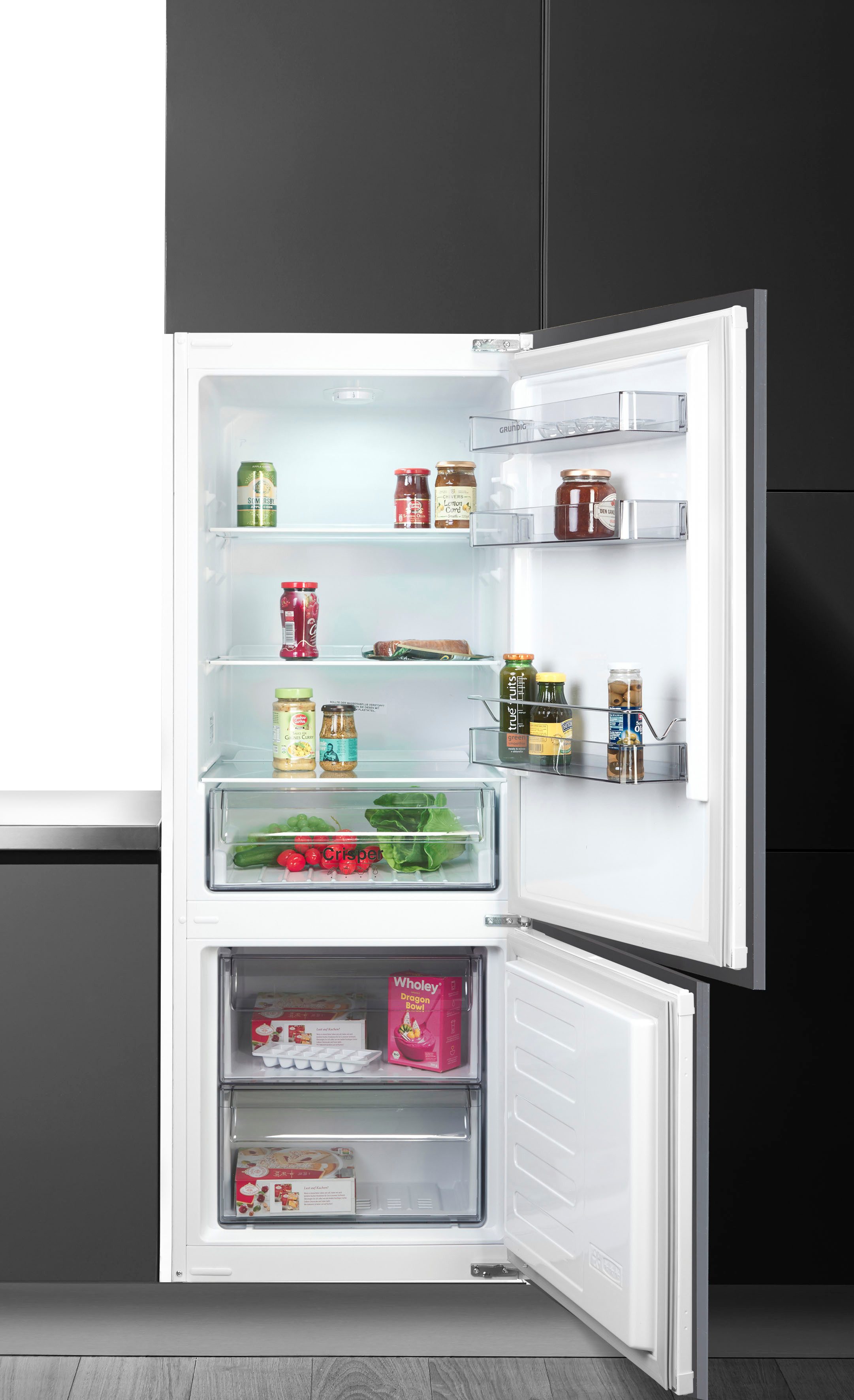 Grundig Einbaukühlgefrierkombination GKMI 25440 N 7521820008, 144 cm hoch, 54 cm breit