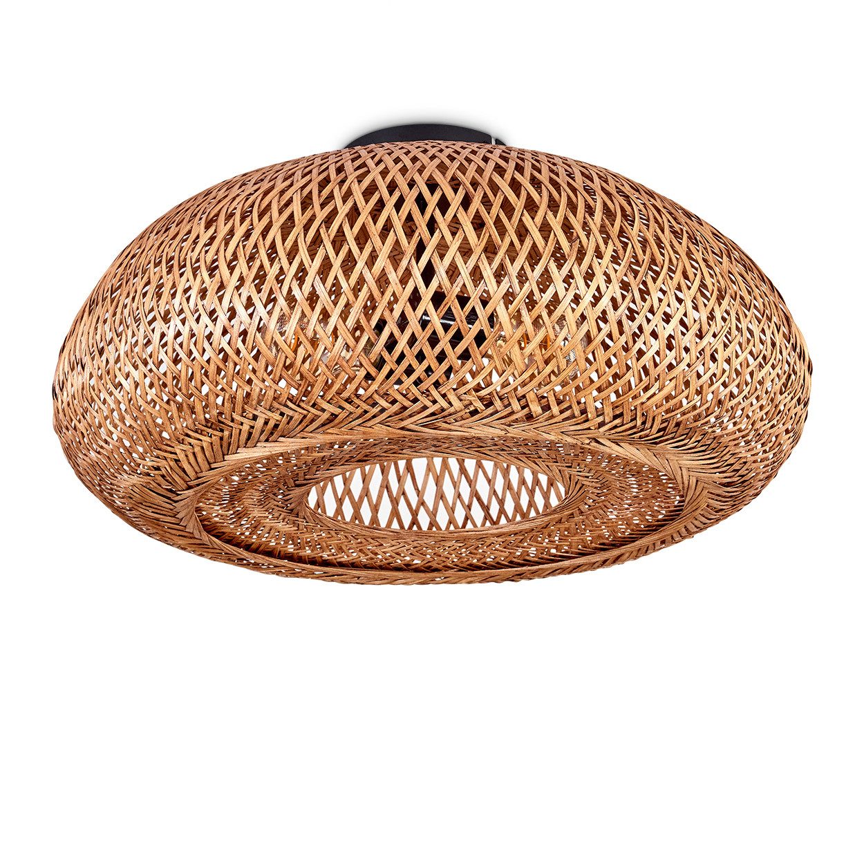 hofstein Deckenleuchte moderne Deckenlampe aus Metall/Bambus/Holz in Schwar günstig online kaufen