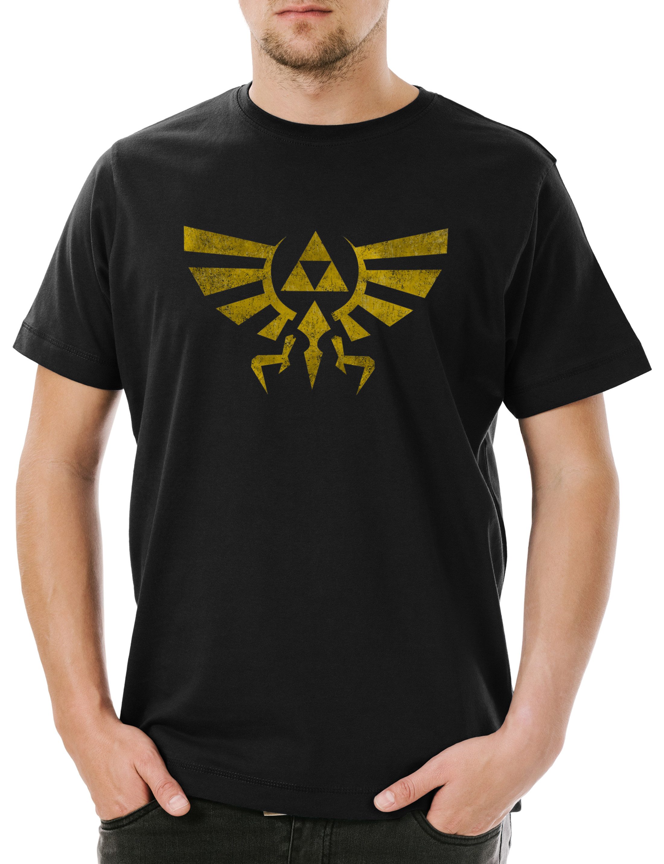 Urban Backwoods Print-Shirt Triforce Vintage Logo Herren T-Shirt Shirt Legend Link Symbol Zelda (1-tlg) Game Sign Insignia Symbol