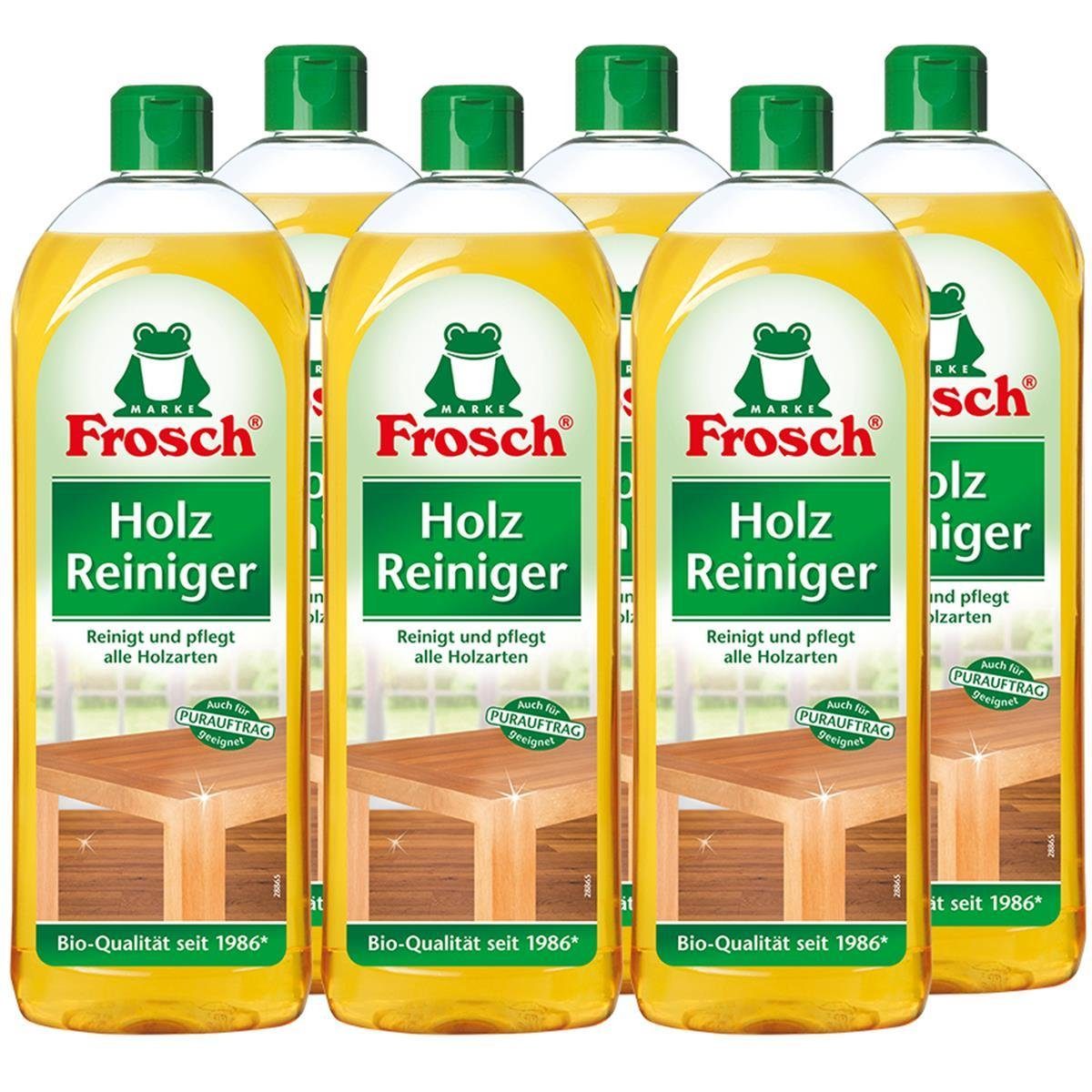 FROSCH 6x Frosch Holz Reiniger 750 ml - mit natürlichen Pflegewirkstoffen der Spezialwaschmittel