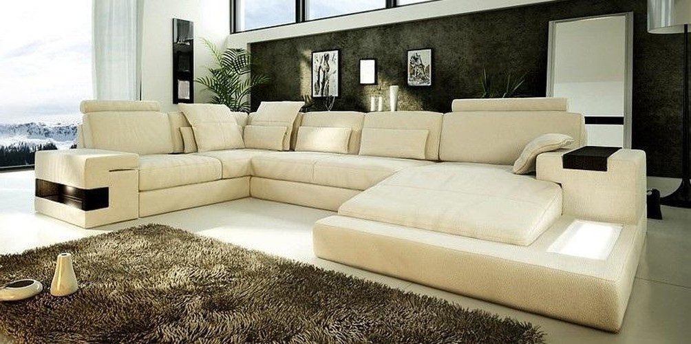 JVmoebel Ecksofa Leder-Ecksofa mit USB-Anschluss und großzügiger Polsterung, Made in Europa