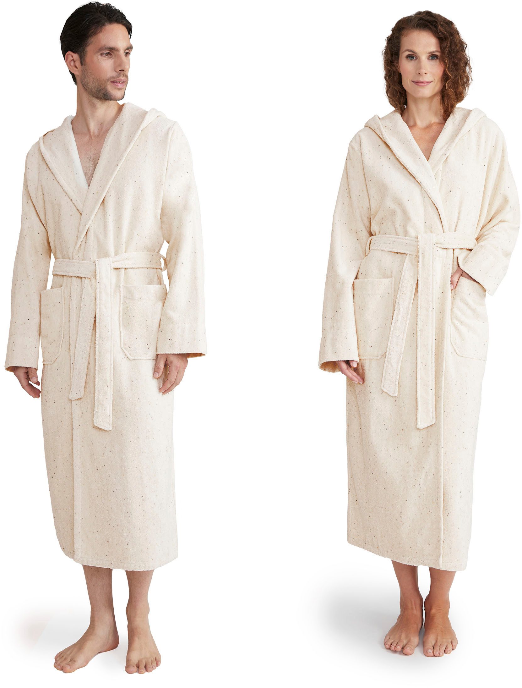 Möve Unisex-Bademantel Calm Essence, Langform, Walkfrottier, Kapuze, Gürtel, aus 100 % saugfähiger Premium Baumwolle (Airspin)