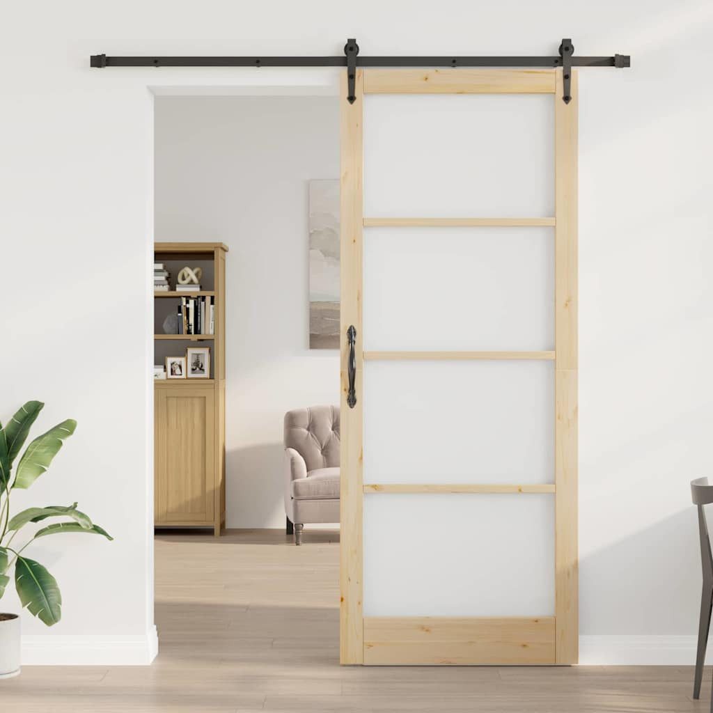 vidaXL Haustür Schiebetür ORKDAL Natur 93 x 232 cm Massivholz Kiefer und Glas (1-St)