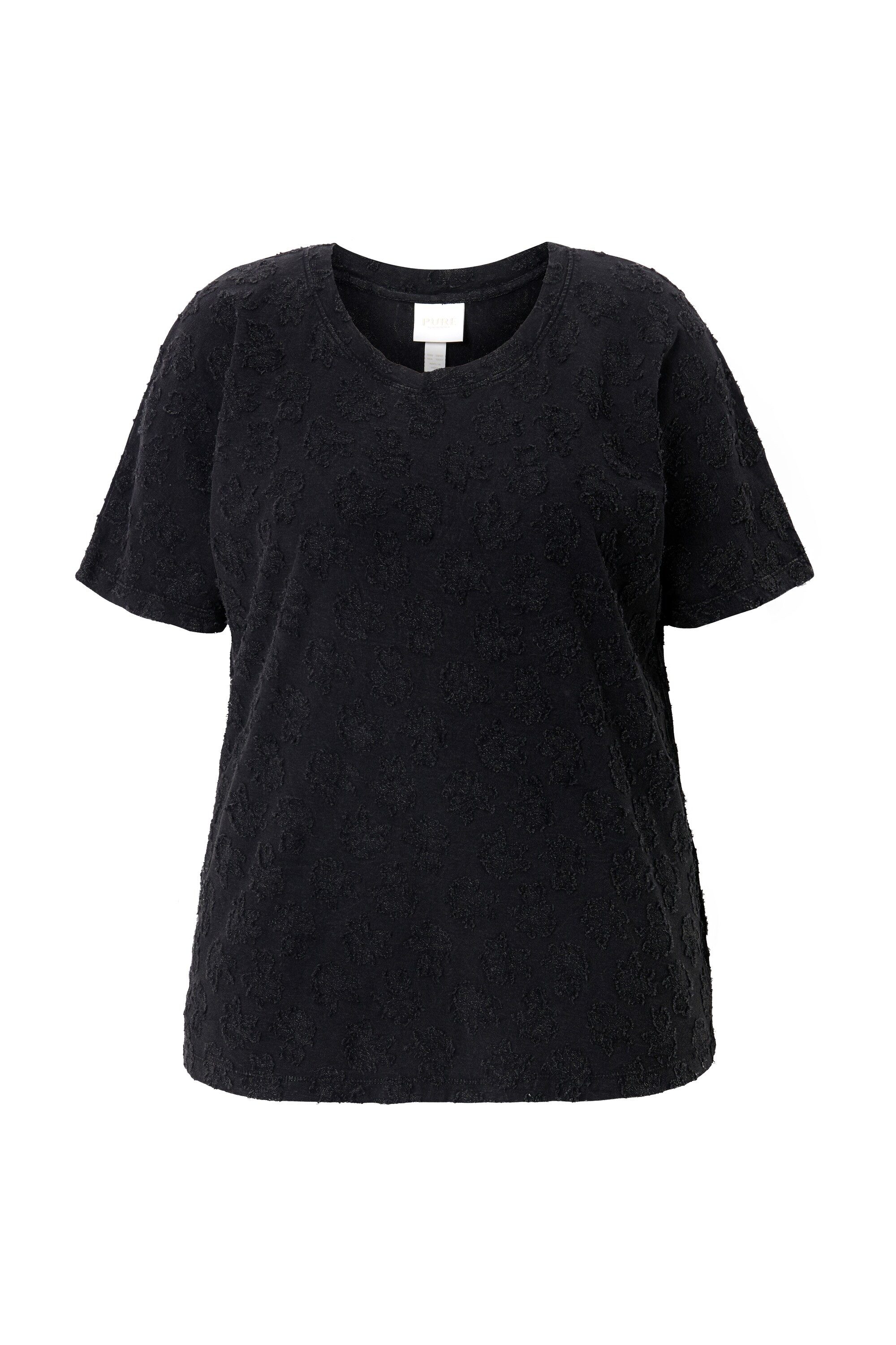 Ulla Popken T-Shirt T-Shirt 3D-Struktur Rundhals Halbarm. Biobaumwolle günstig online kaufen