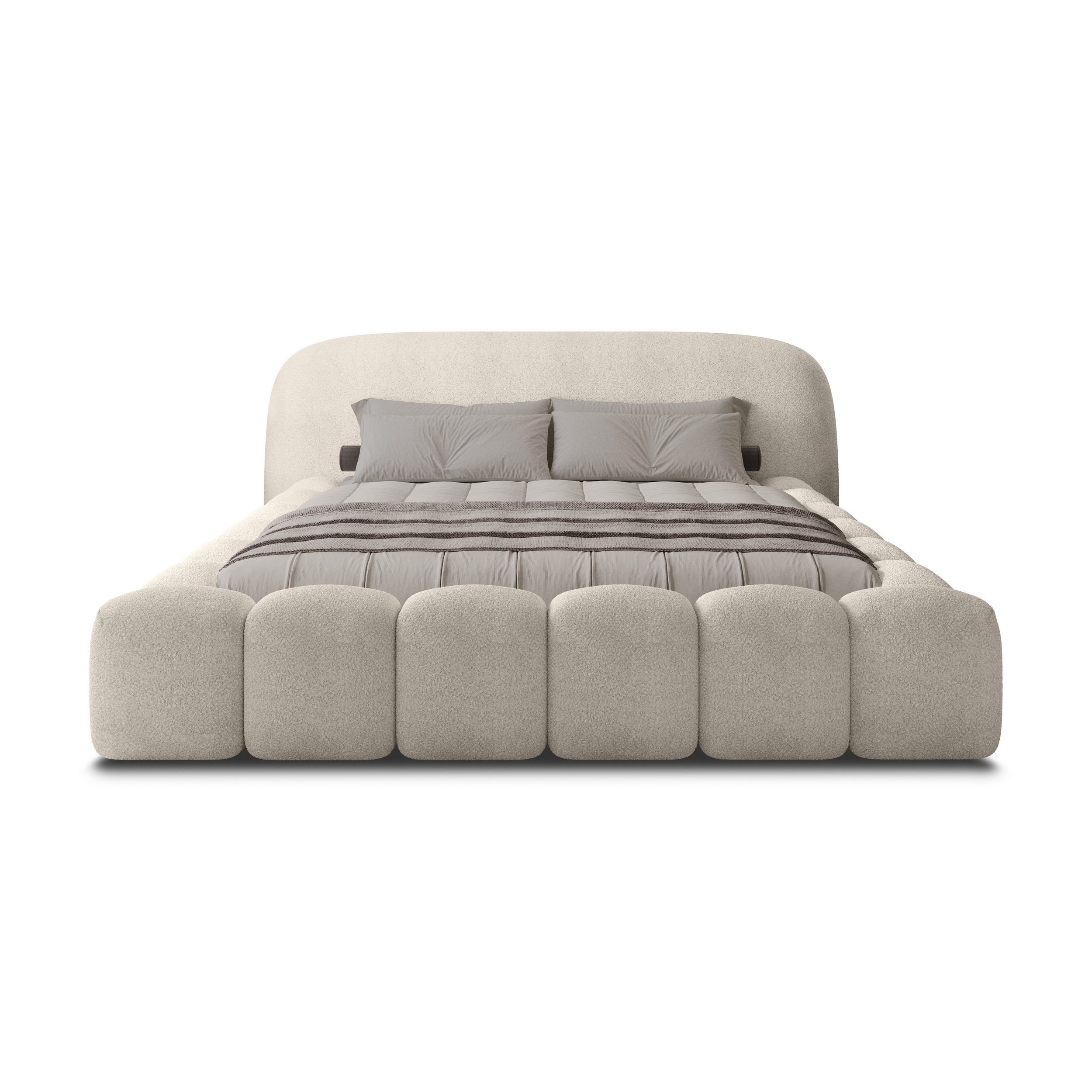 thematys Polsterbett ORLANDO - Cloud mit Bettkasten, Bouclé Bezug - 140x200 - 200x200cm - (Kopfteil in Oversize, Familienbett XXL)