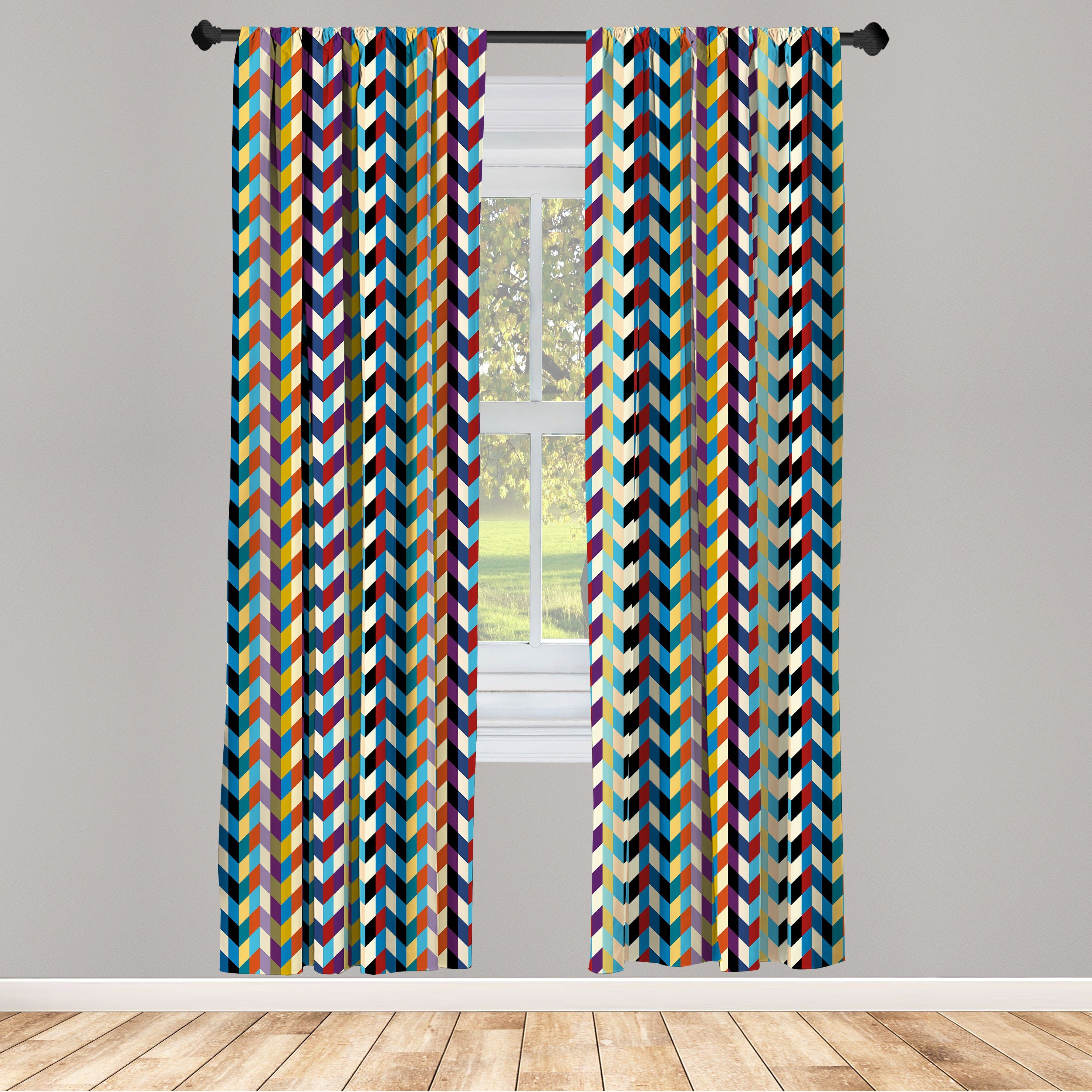Gardine Vorhang für Wohnzimmer Schlafzimmer Dekor, Abakuhaus, Microfaser, Abstrakt Flechtoptik surreale Kunst