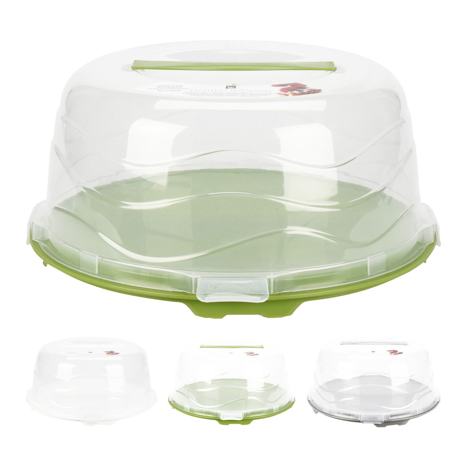 HAC24 Tortenglocke Tortenbehälter Kuchenbehälter Tortenhaube Kuchenbox Kuchenhaube,(1-tlg) Rund mit Deckel & Tragegriff 33 x 16 cm