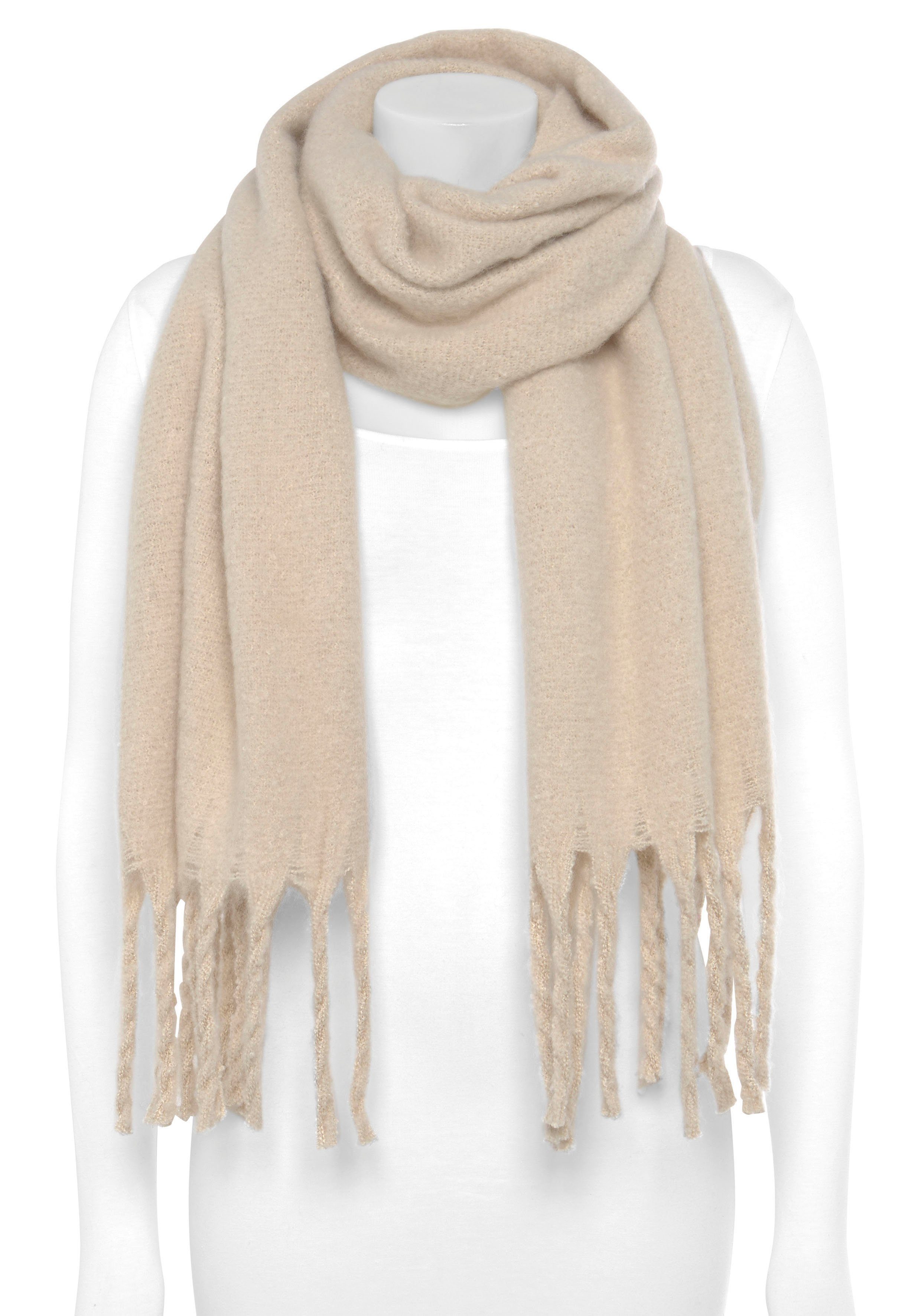 Laura Scott XXL-Schal, + 15 cm Fransen beige