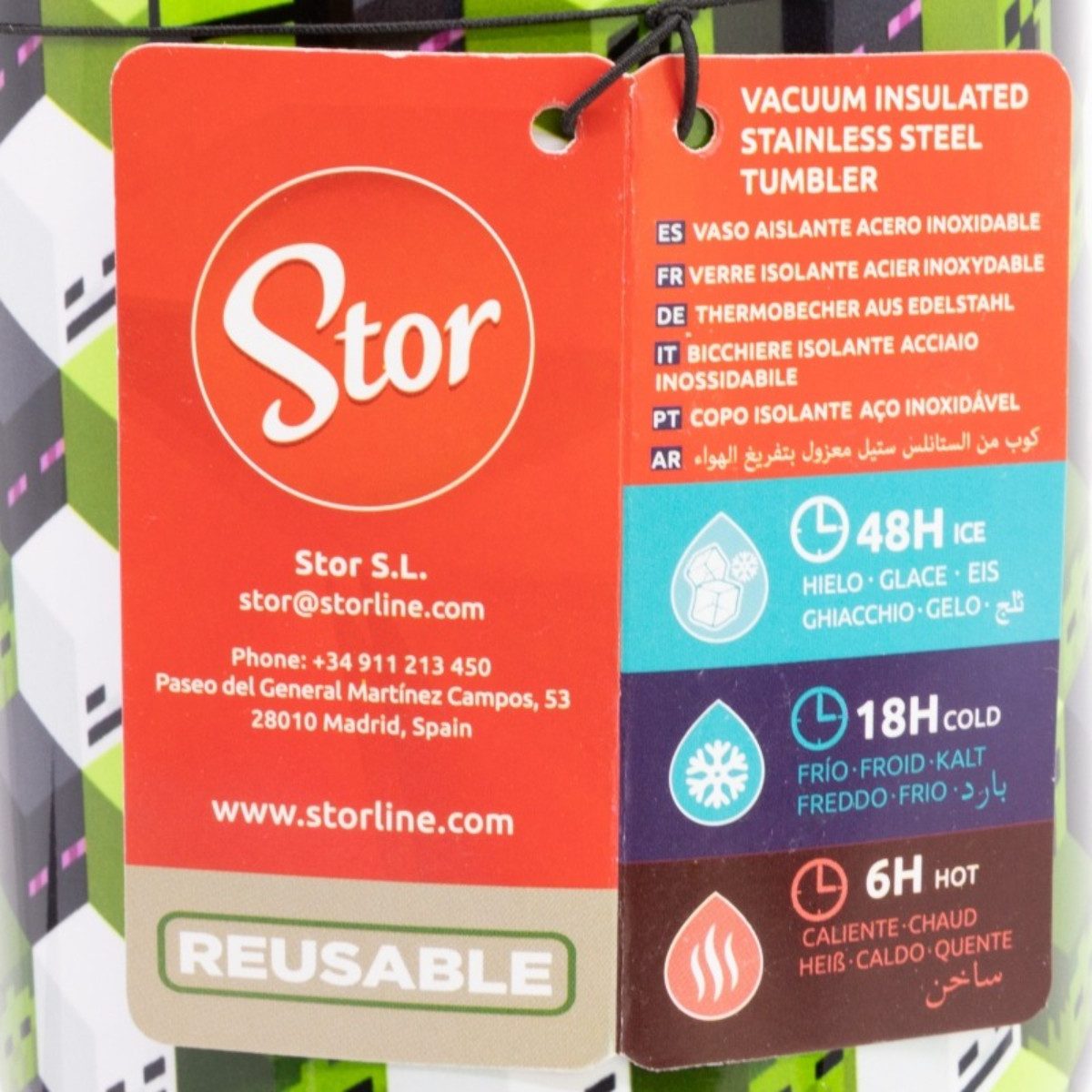 Minecraft Thermobecher Edelstahl 860 ml mit Griff und Klappdeckel, Edelstahl