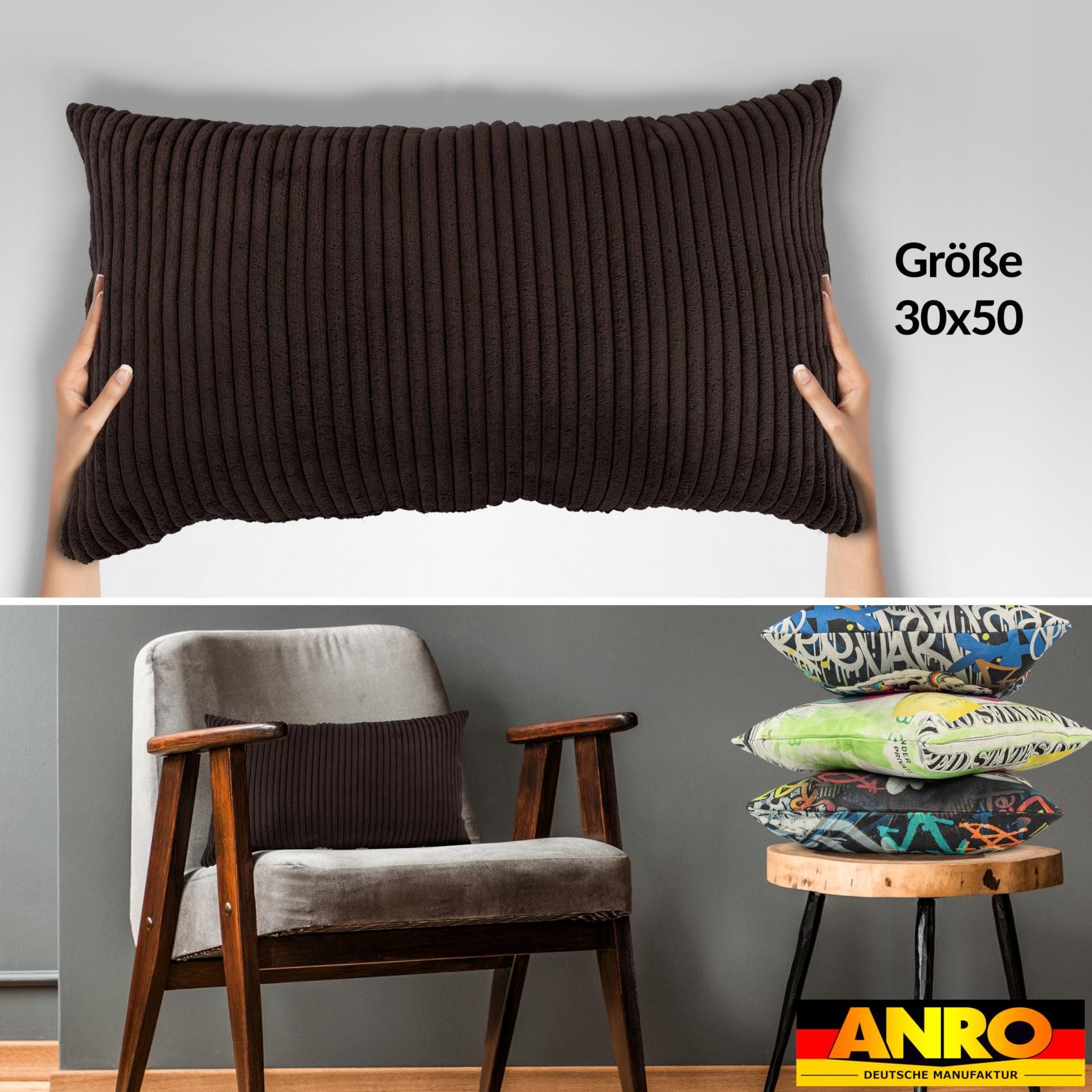 ANRO Dekokissen Kissenhülle MIT oder OHNE Füllung Kissenbezug Zierkissen, Kissenhülle in 30x50cm ohne Füllung Dunkelbraun – Bild 4 von 5
