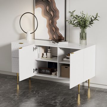 REDOM Sideboard Kommode (mit zwei Türen und zwei Schubladen), Lowboard mit besonderem Muster und Haptik, 135*40*75cm