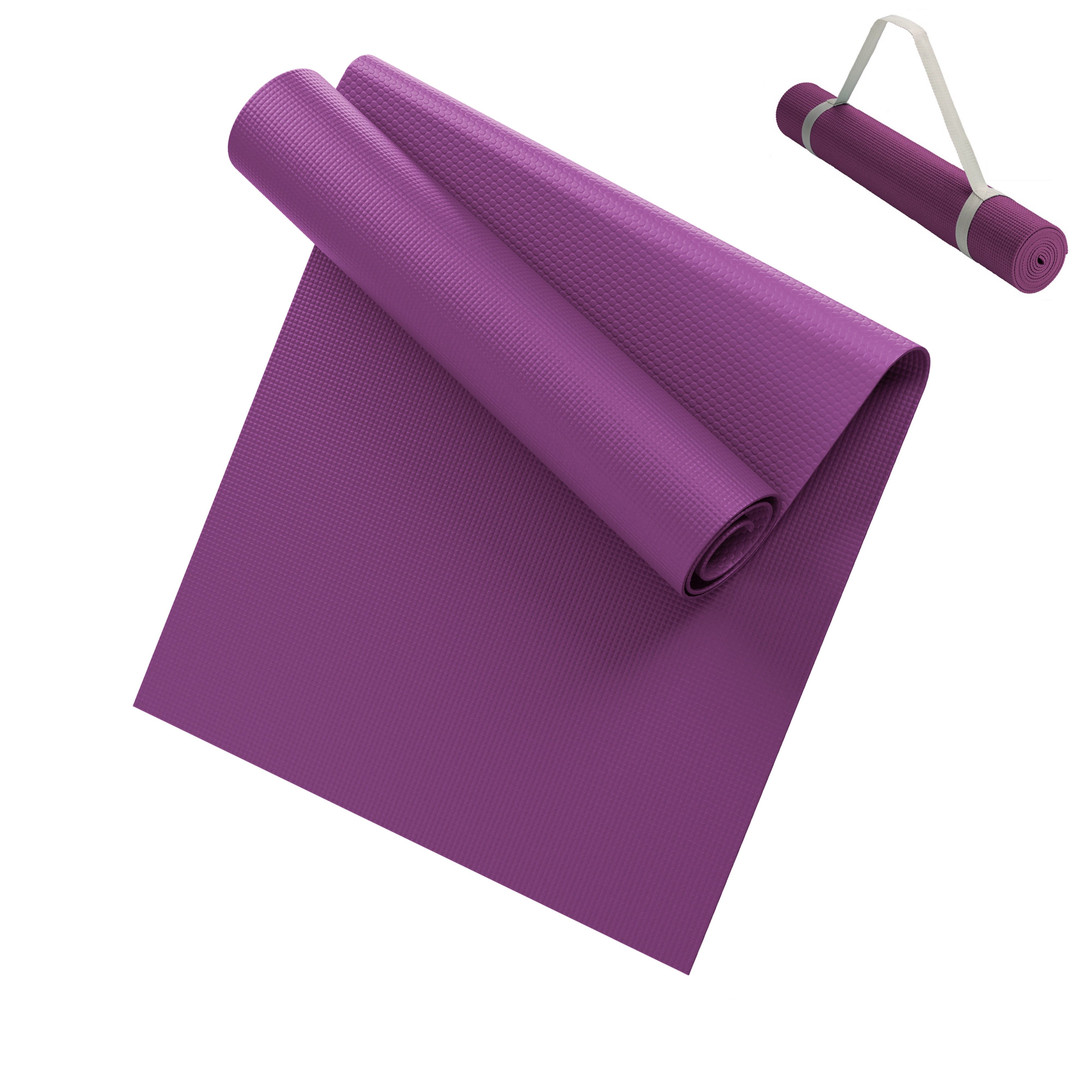 LILENO SPORTS Yogamatte Gymnastikmatte 180x60 cm inkl. Tragegurt, rutschfeste Fitnessmatte (1er Set mit Tragegurt, Einzelprodukt), Sport und Yogamatte beerenfarben für indoor und outdoor, 4 mm Dicke