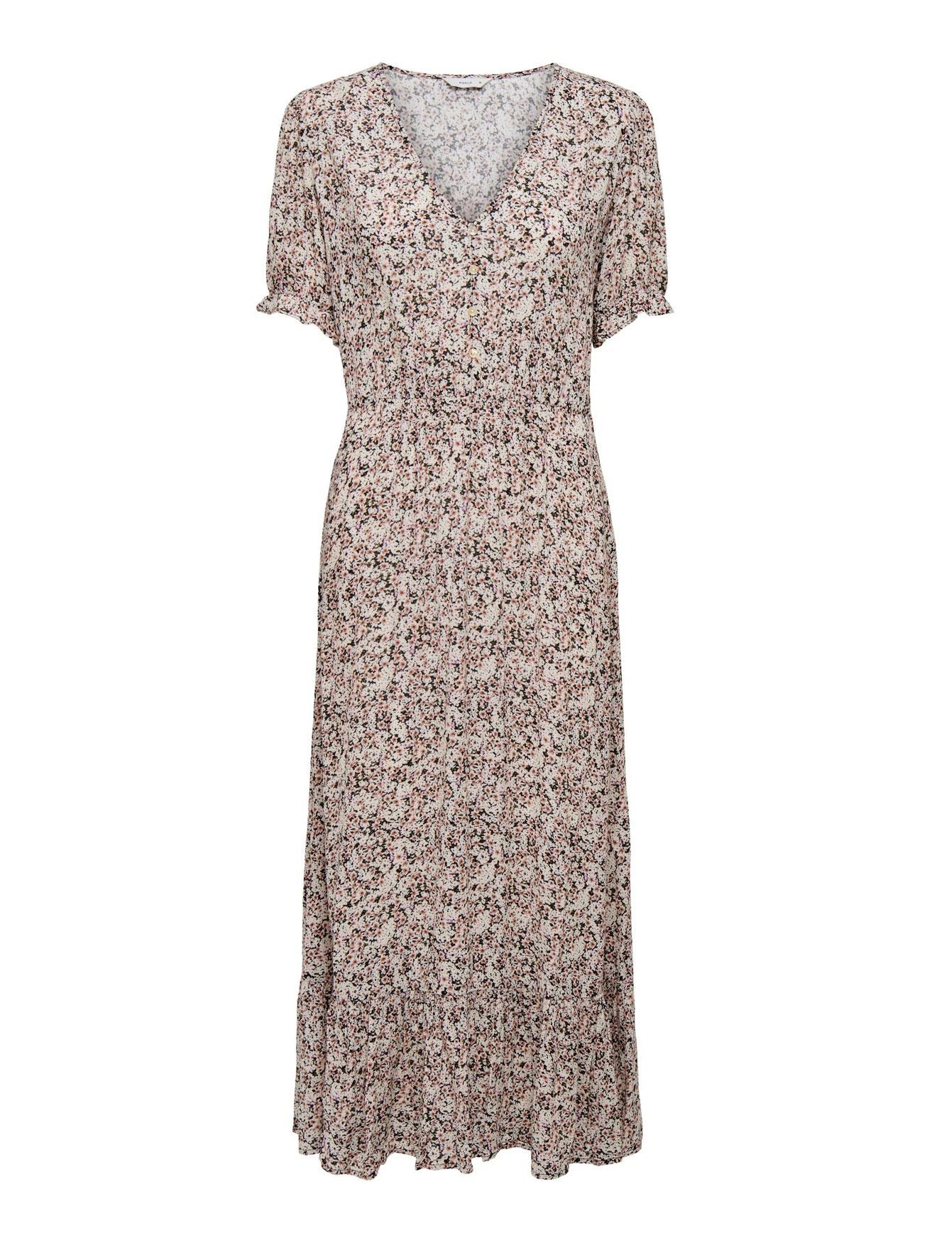 ONLY Shirtkleid Langes Kleid (lang) mit Braun Puffärmel ONLCHIANTI in 4941