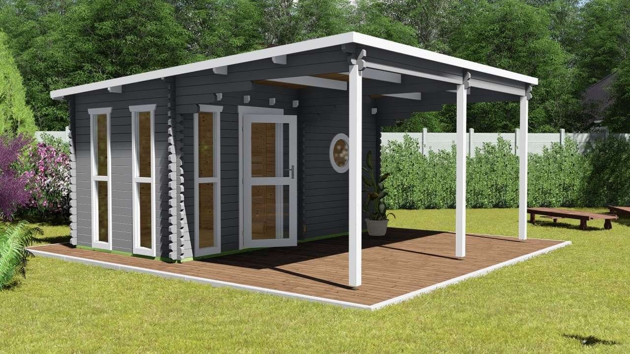 Finn Art Blockhaus Saunahaus Trontheim 3 Plus, BxTxH: 480 x 500 x 250 cm, 45 mm, Outdoor Gartensauna, ohne Ofen mit Vorraum