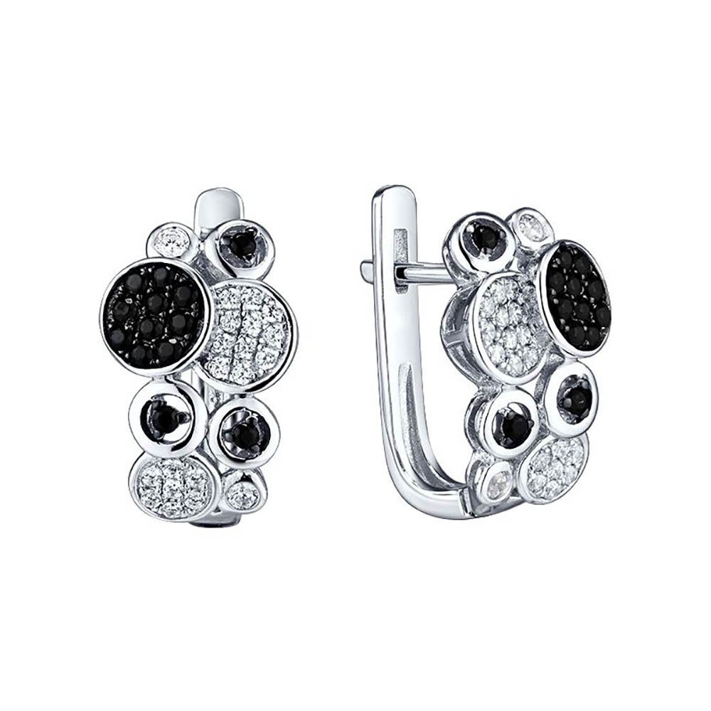 SOKOLOV Jewelry Paar Ohrhänger Ohrringe aus 925 Silber mit Zirkonia (und schwarzen Spinellen, 2-tlg., Set), 925 Sterling Silber für Damen