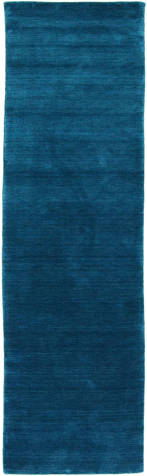 Läufer LORIBAFT TEPPSTAR, morgenland, rechteckig, Höhe: 15 mm, reine Schurwolle Unifarben blau