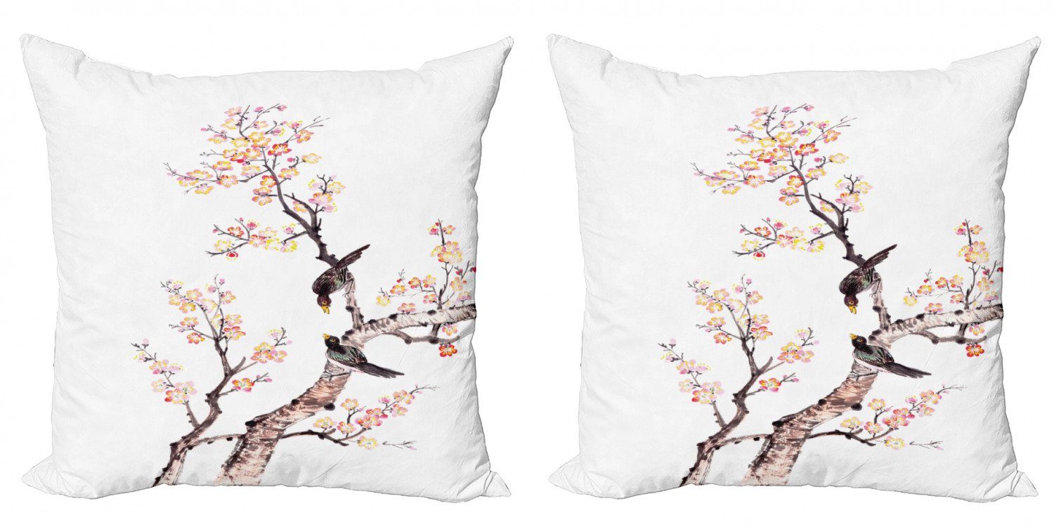 Digitaldruck, (2 Accent Stück), der Doppelseitiger Blumen Kunst Farbe Kissenbezüge Modern Abakuhaus Chinesische