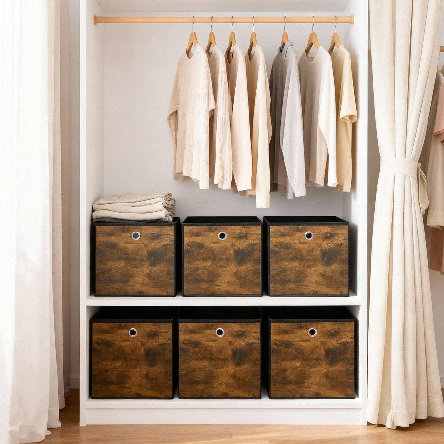 Sekey Aufbewahrungsbox Aufbewahrungsboxen aus Vliesstoff mit Griff – faltbare Stoffboxen, Faltbox Organizer für Kleidung Aufbewahrungsboxe für Schrank und Regal