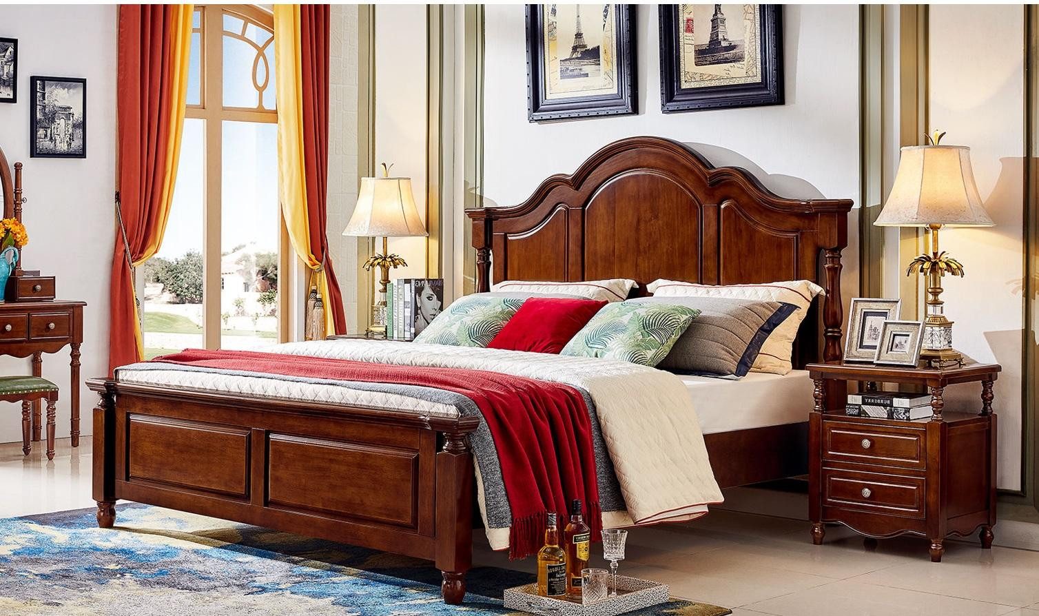 Xlmoebel Holzbett Doppelbett aus Holz mit klassischem Design für Schlafzimmer (1-tlg., Bett), Hergestellt in Europa