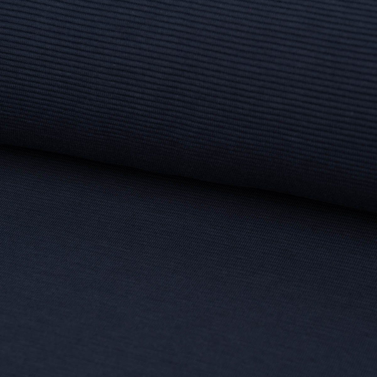 SCHÖNER LEBEN. Stoff Jersey Ottoman Rippjersey einfarbig dunkelblau 1,40m Breite, allergikergeeignet