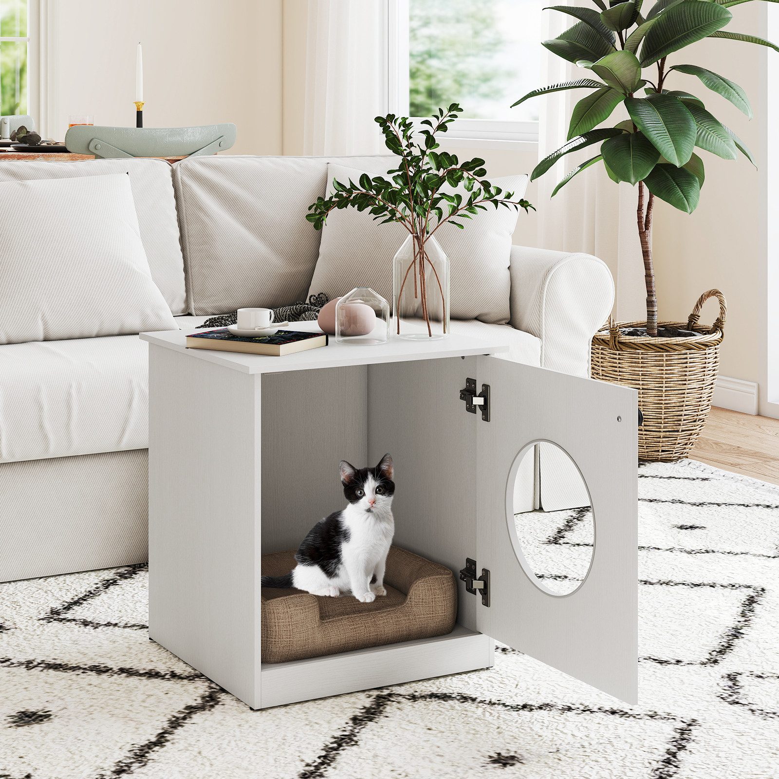 COSTWAY Tierhaus, Katzenschrank Katzenhaus Katzenklo Schrank günstig online kaufen