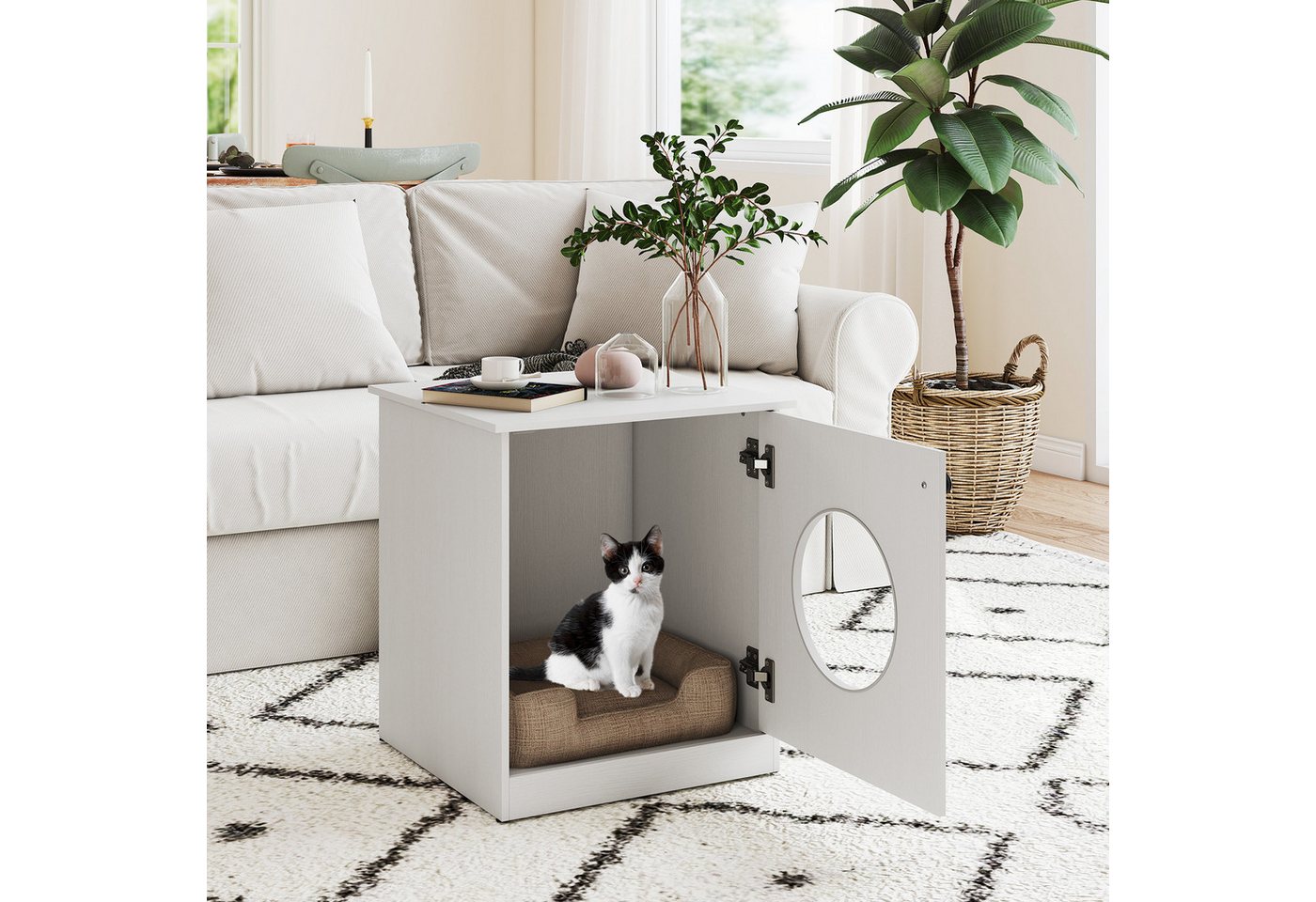 Thumbnail - COSTWAY Tierhaus, Katzenschrank Katzenhaus Katzenklo Schrank