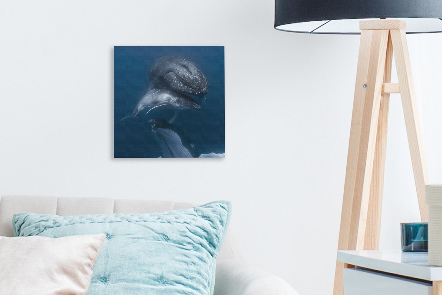 St), - Leinwand Bilder Wohnzimmer Leinwandbild (1 OneMillionCanvasses® Meer für Wale - Familie, Schlafzimmer