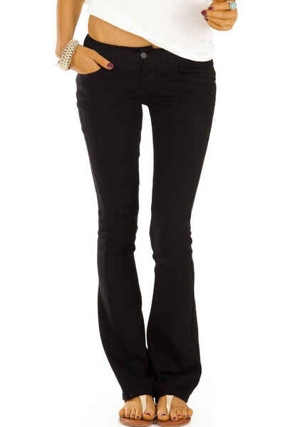 be styled Bootcut-Jeans low waist Damenjeans schwarze, ausgestellte Hüfthose j74kw