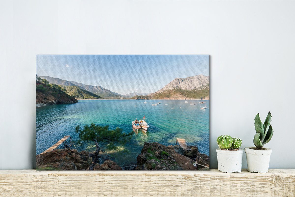 Leinwandbilder, Buchten Leinwandbild 30x20 Wanddeko, von (1 cm OneMillionCanvasses® Die Antalya, Aufhängefertig, St), türkischen Wandbild