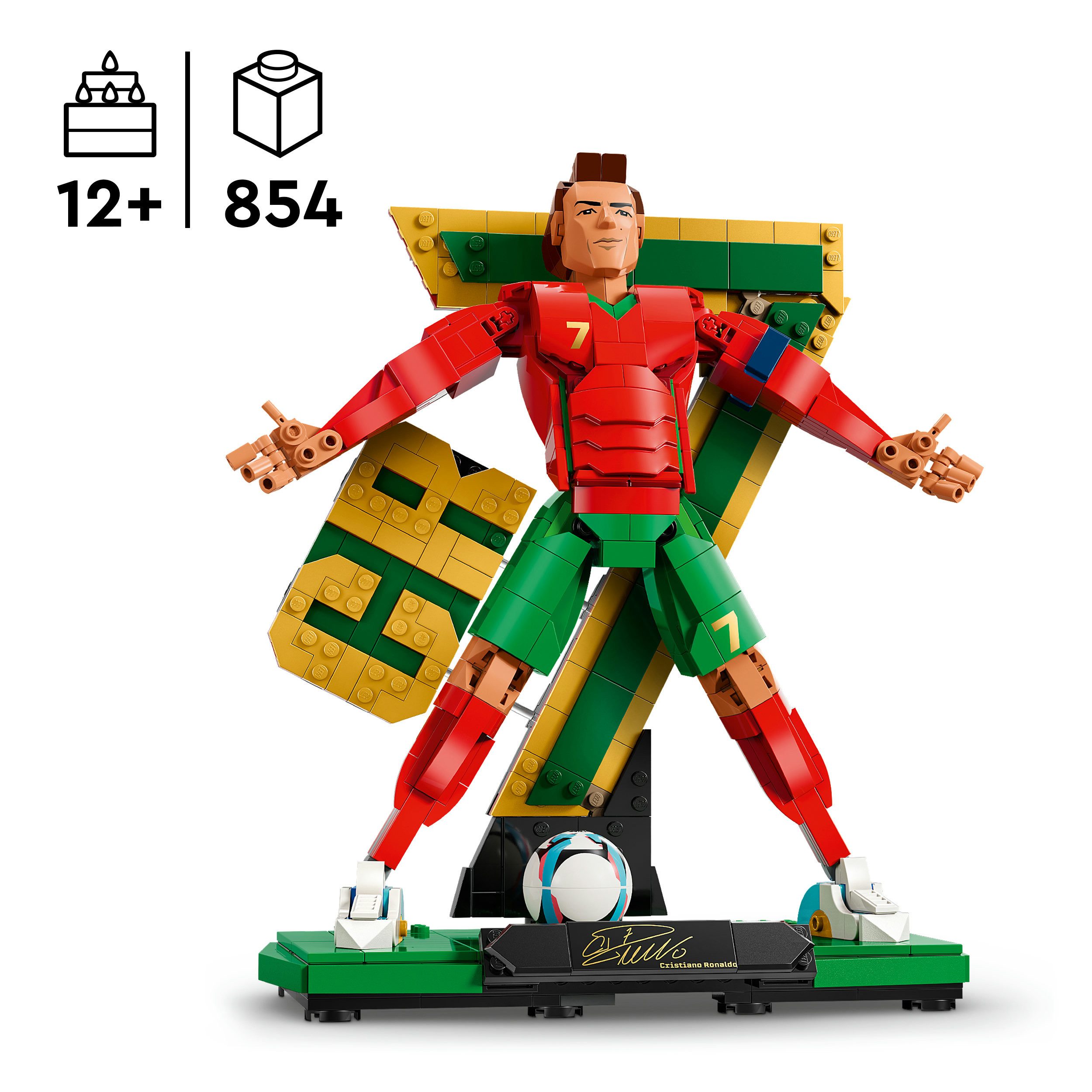 LEGO® Cristiano Ronaldo – Fußballlegende (43016), LEGO Editions Football Konstruktionsspielsteine, (854 St)