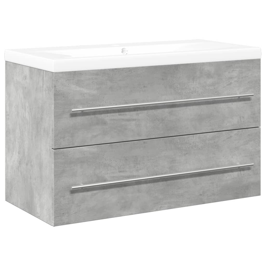 vidaXL Badezimmer-Set 2-tlg. Badmöbel-Set Betongrau Holzwerkstoff, günstig online kaufen