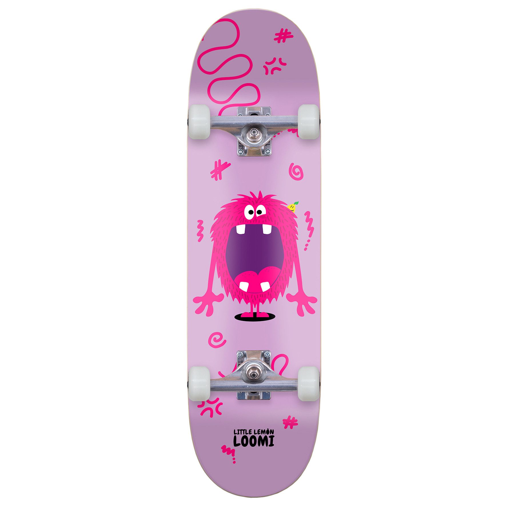 Little Lemon Loomi Skateboard Monster Pink, für Kinder von 4-10 Jahren - in verschiedenen Größen