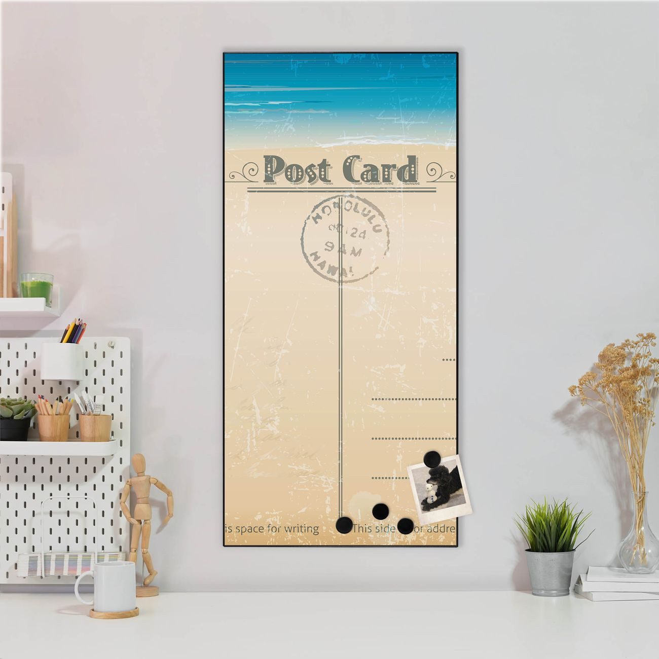 banjado Magnettafel Stahl Postkarte, (inkl. 4 Magnete, Stahlmagnettafel)