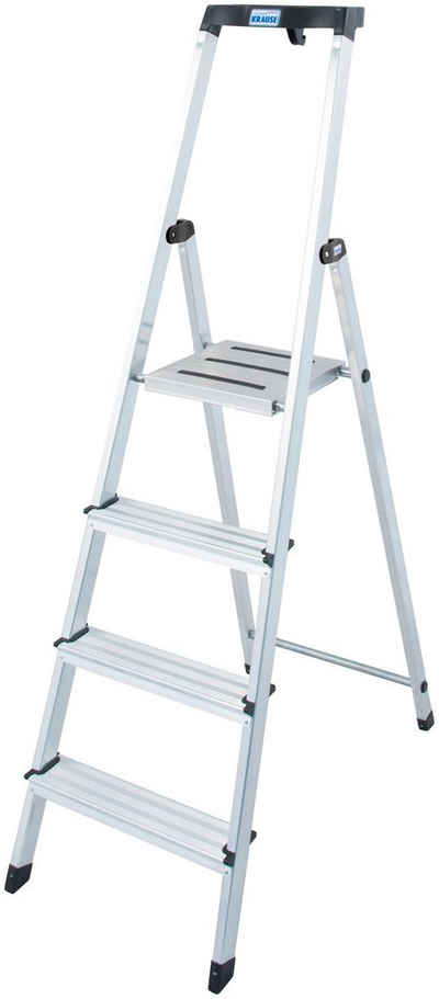 KRAUSE Stehleiter Safety, Aluminium, 1x4 Stufen, Arbeitshöhe ca. 285 cm