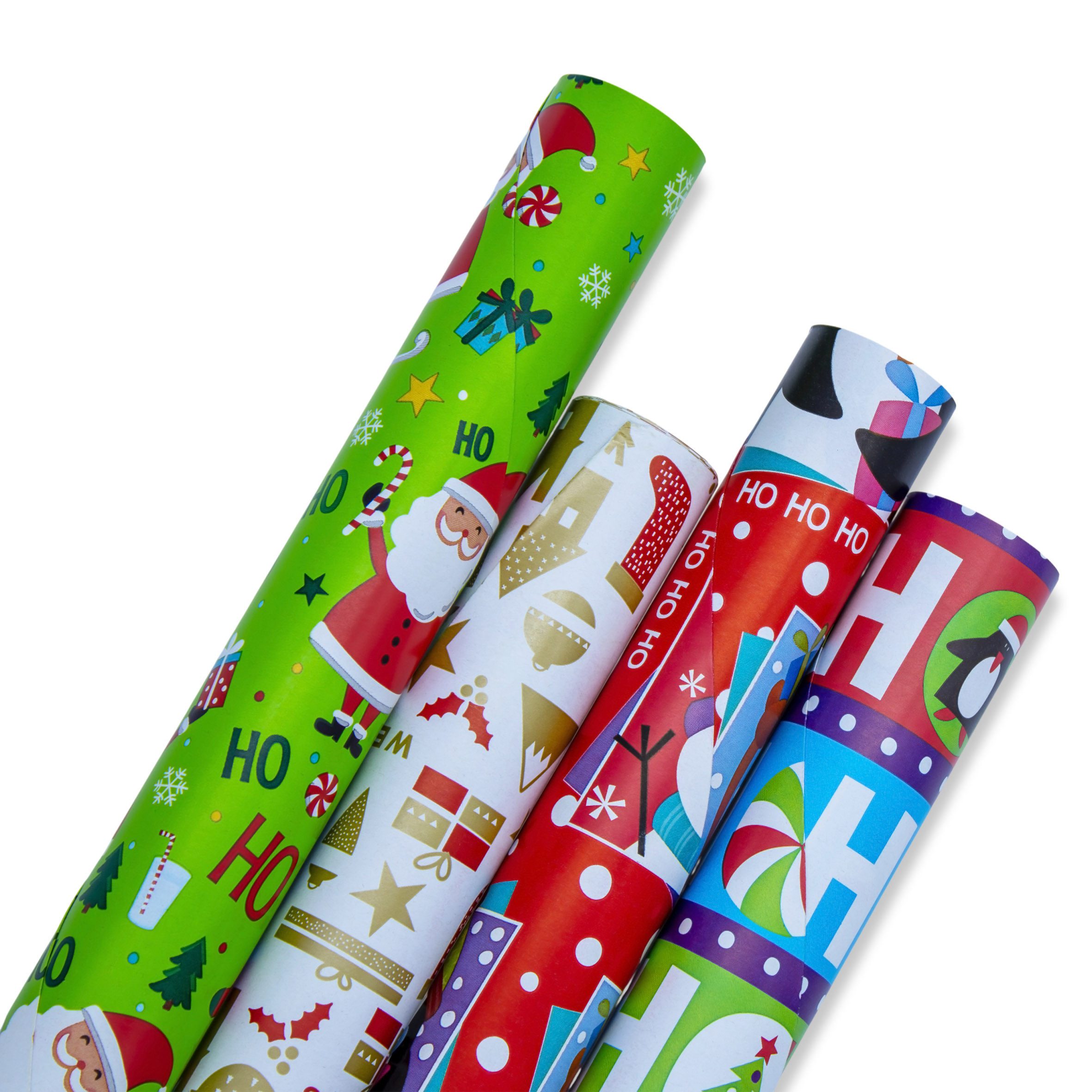 Spetebo Упаковочная бумага Weihnachts Geschenkrollen 500 x 100 cm- 4er Set, Weihnachts-Motive (1St), 4 x 5Meter Rollen