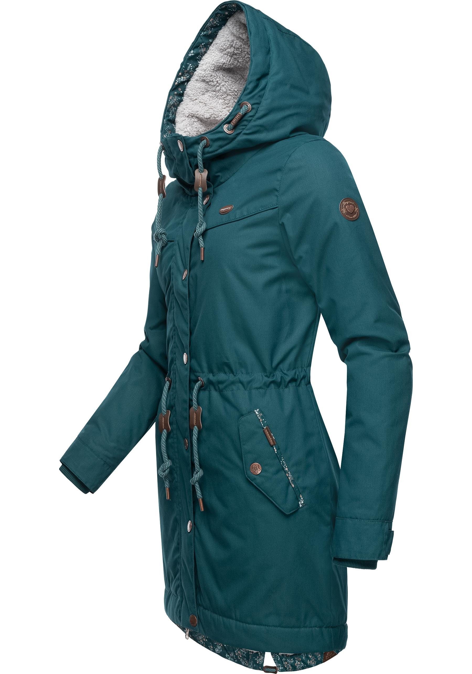 Parka YM-Canny Kapuze dunkelgrün Kurzmantel Damen Ragwear mit Winterjacke stylischer