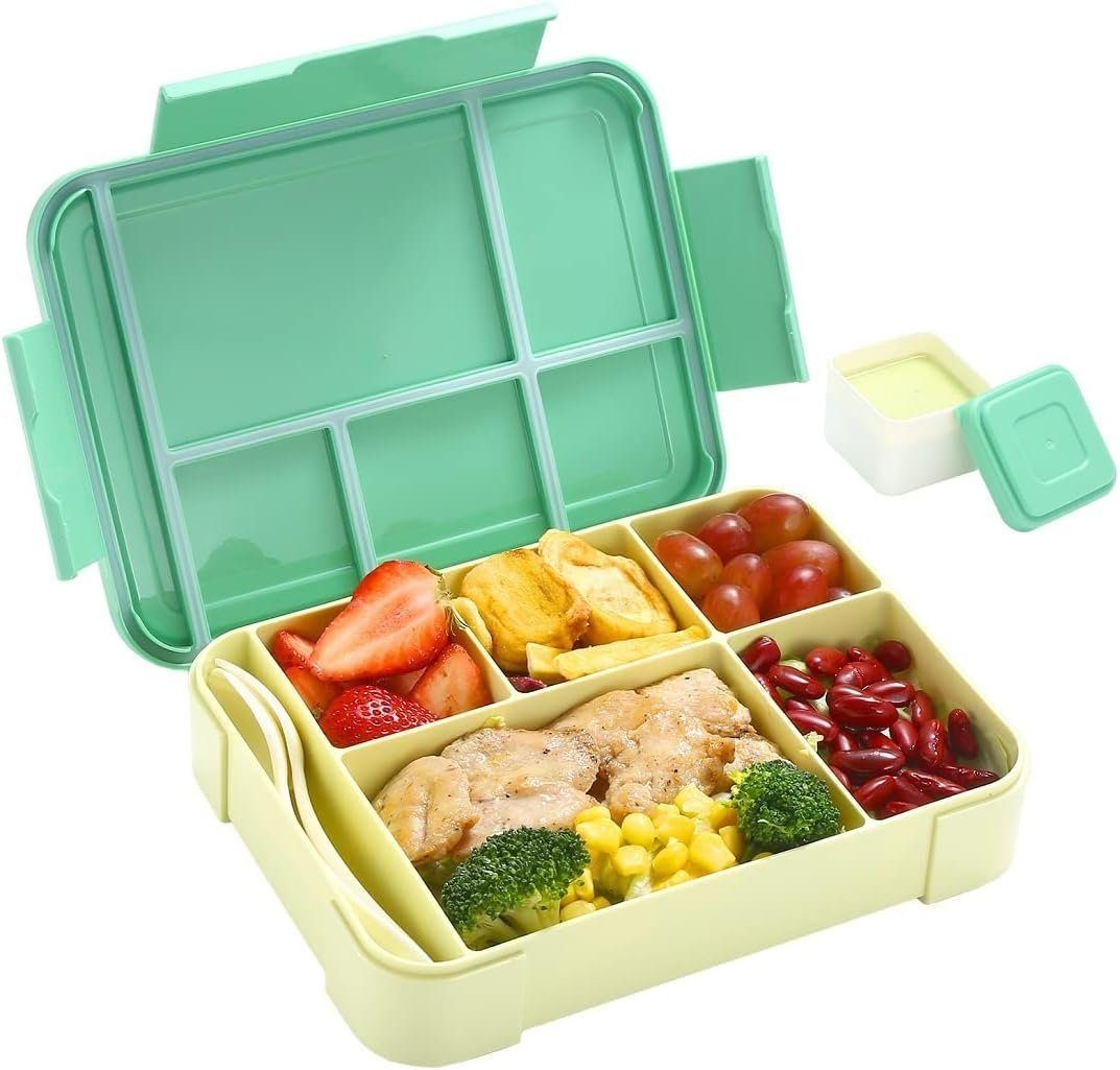 DOPWii Lunchbox Kinder Lunchbox,Brotdose–1300ML BPA Frei Bento Box Mit 5 Fächern Grün