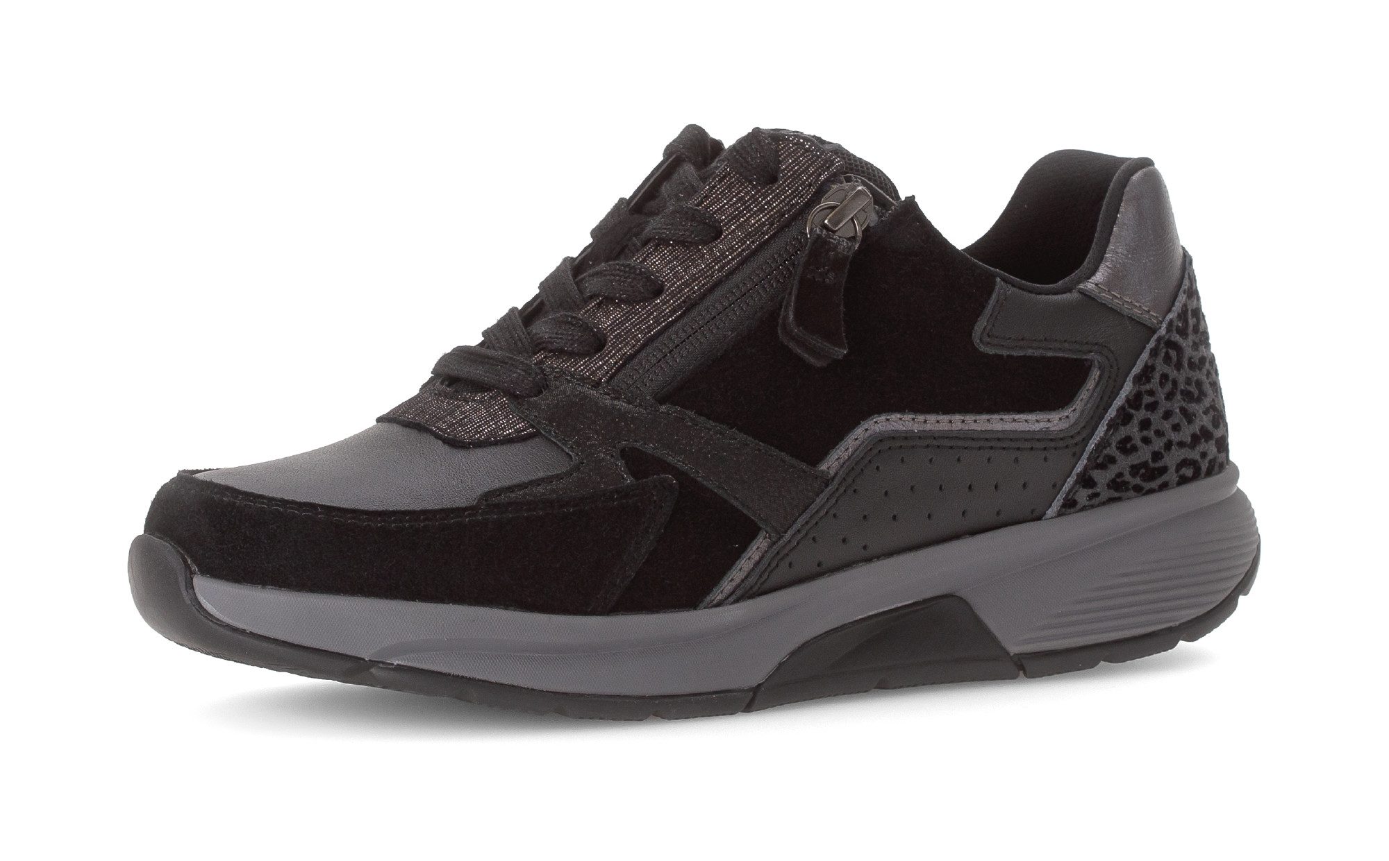 Gabor Rollingsoft Keilsneaker, Schnürer, Halbschuh, Freizeitschuh mit zusätzlichem Reißverschluss