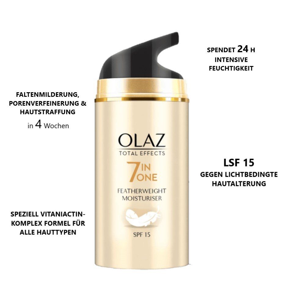OLAZ Tagescreme Total Effects 7 in One Ultra leichte feuchtigkeitsspendende Tagescreme 15ml, 1-tlg.
