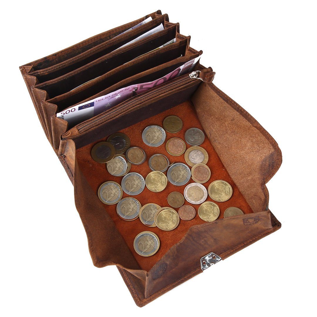 SHG Kellnerbörse ◊ Gastro Lederbörse Kellnergeldtasche Kellnerportemonnaie (braun), Ledergeldbörse, Händler Taxifahrer Damen Herren