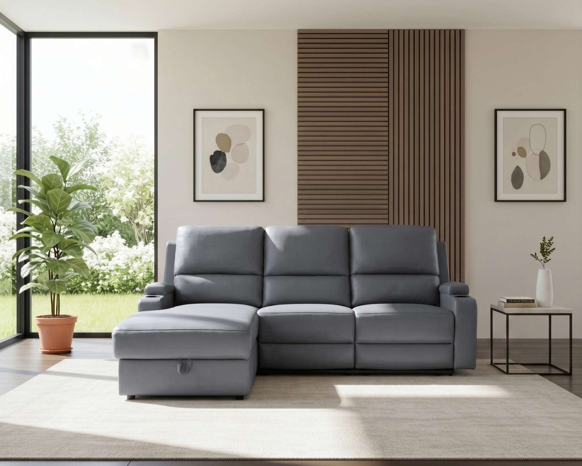 OTTO home Ecksofa NAPORI Kunstleder, L-Form, 210cm, man./elektr. Relaxfunktion, USB-A bei elektr. Variante, Staukasten, Seitentaschen u. Federkern