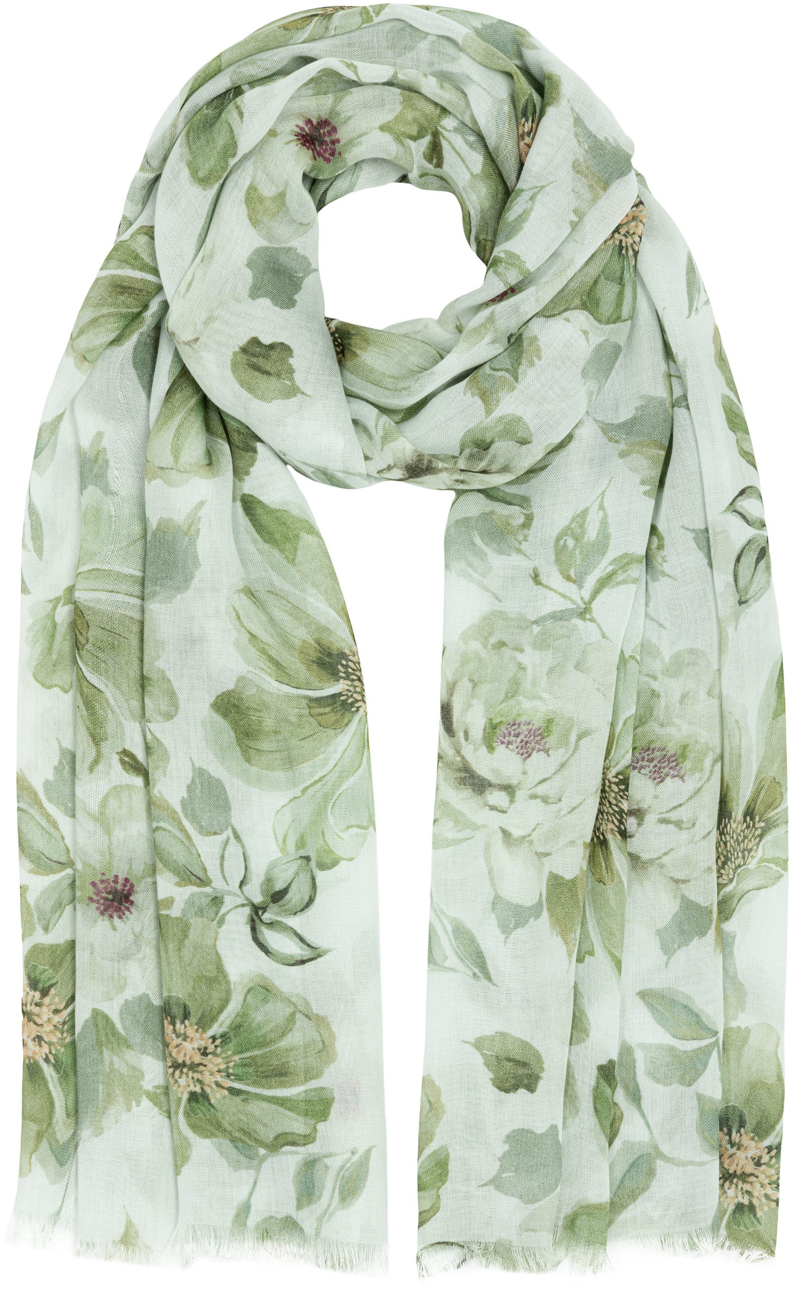 Caspar Modeschal SC534 aus weichem Modal mit floralem Blumen Muster günstig online kaufen