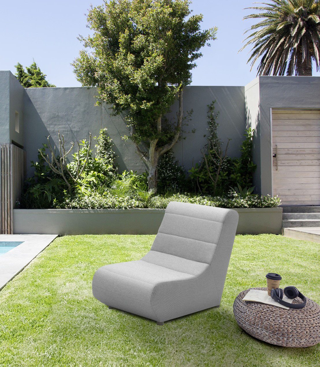 DOMO collection Sofaelement Soleil, pflegeleichter und wetterfester Bezug, Outdoor, besonderes Design und Formgebung, individuell erweiterbar