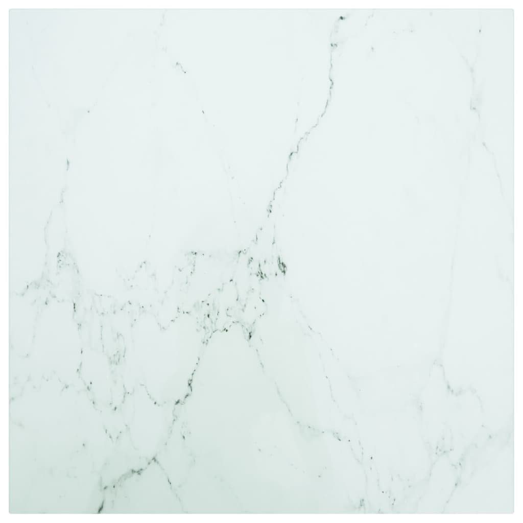 furnicato Tischplatte Weiß 60x60 cm 6 mm Hartglas in Marmoroptik (1 St)