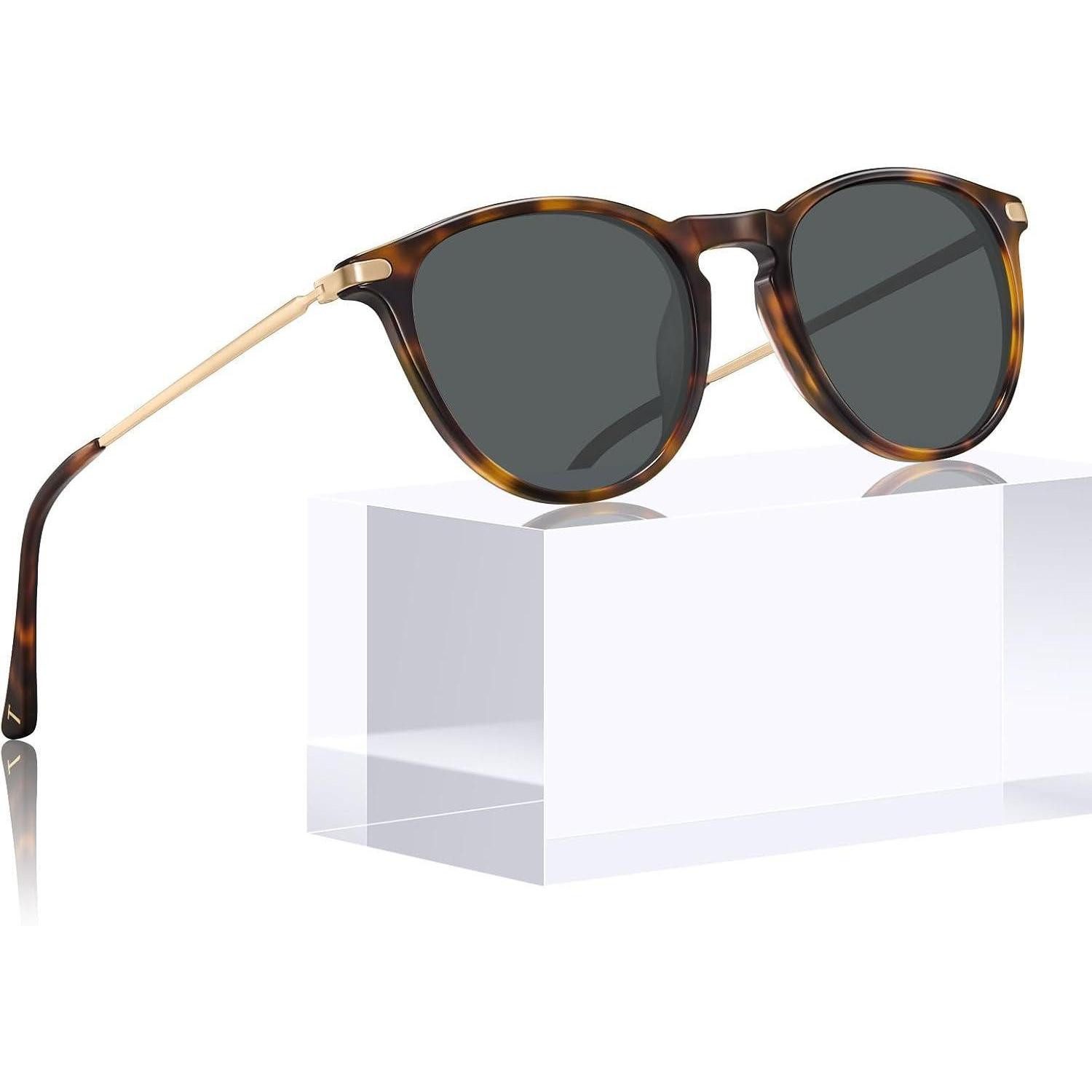 Sonnenbrille Sonnenbrille polarisierte Damen Rahmen Schildpatt Linsen Grau