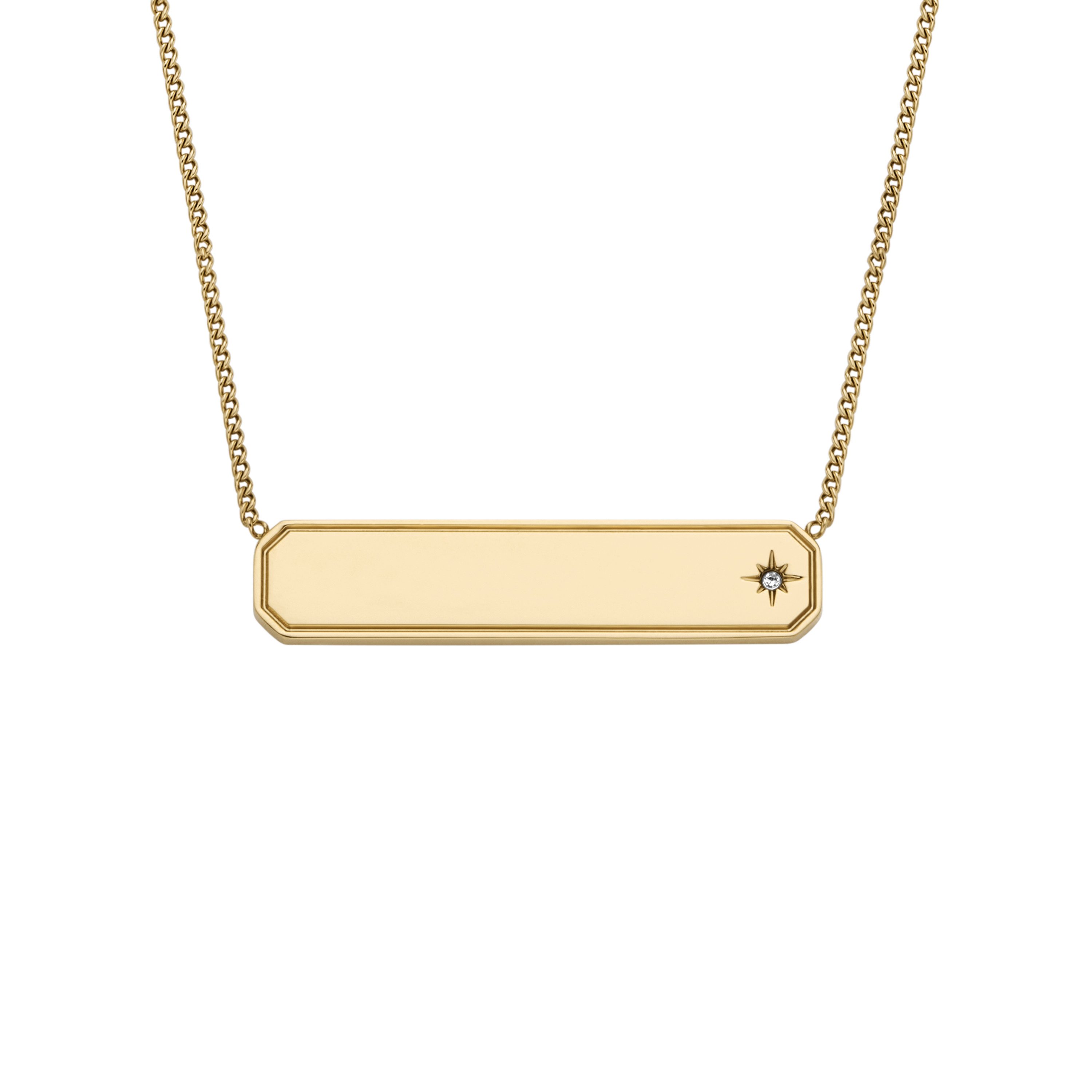 Fossil Kette mit Anhänger Schmuck Geschenk Edelstahl Halsschmuck SADIE, mit Glasstein