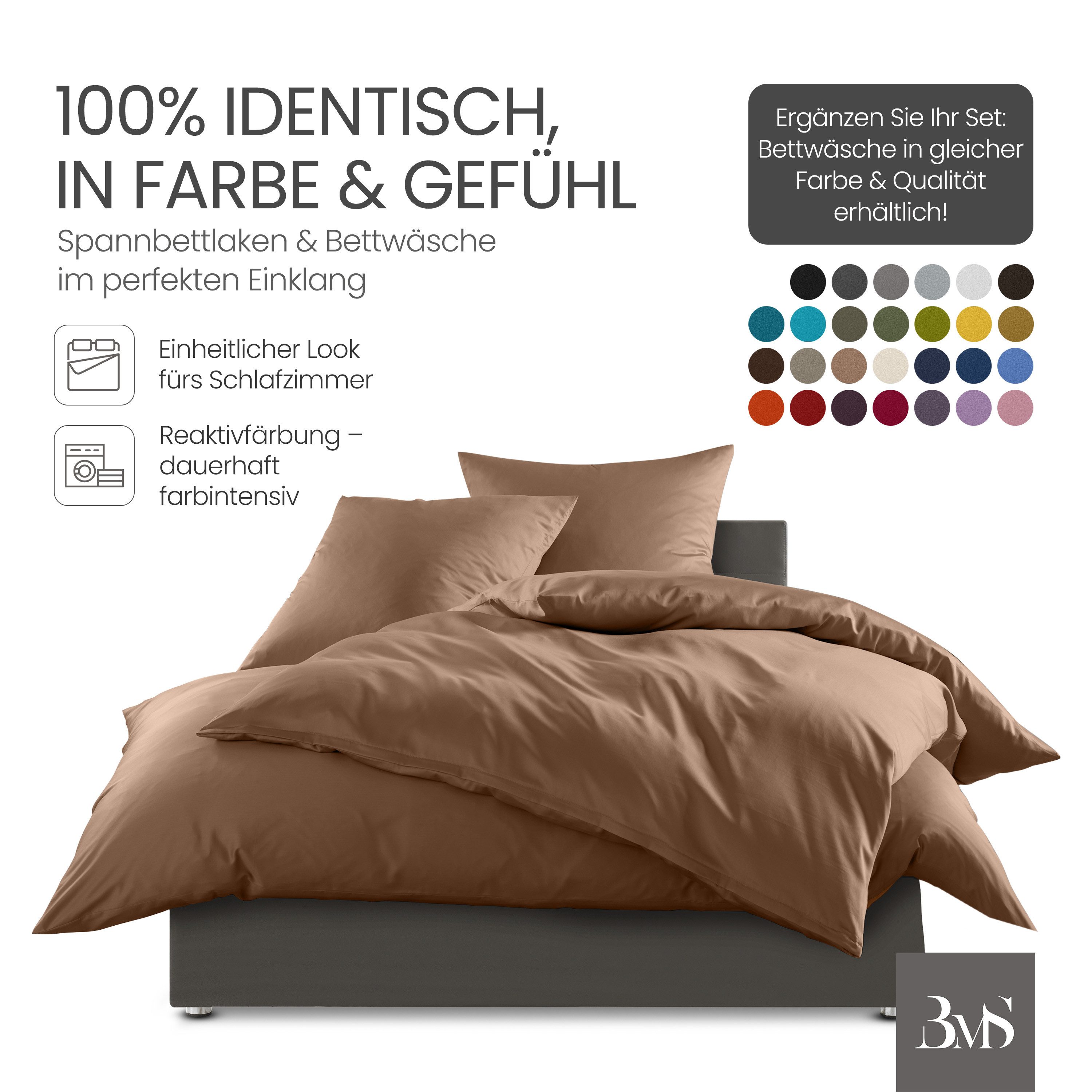 BETTWAESCHE-MIT-STIL Spannbettlaken Mako Satin Spannbettlaken, Matratzenhöhe 12-20 cm, Mako-Satin, Gummizug: rundum, (1 Stück) – Bild 4 von 5