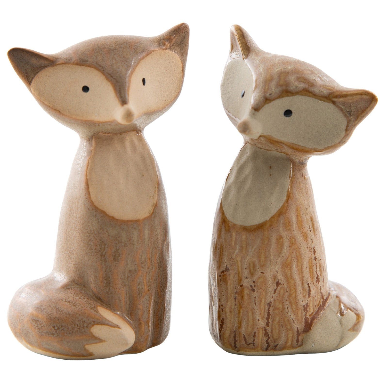Logbuch-Verlag Dekofigur Fuchs Figuren 2er Set – aus Steingut – Beige – 9 cm hoch – Deko-Füchse